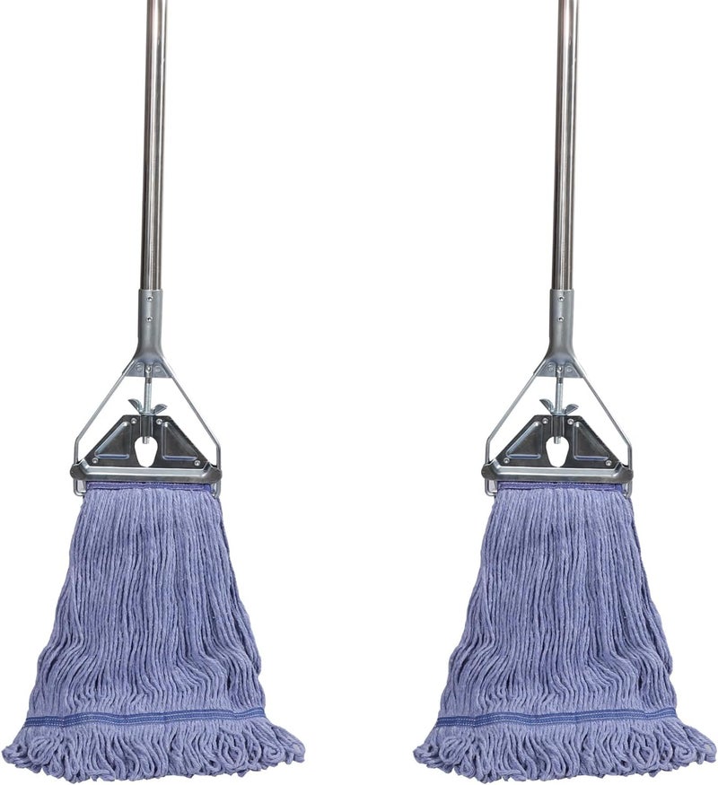 Midoneat Heavy Duty Loop End String Mop, 67Inch Stainless Steel Handle, Commercial Industrial Grade Mop for Floor Cleaning, 2 Packs - Image 1